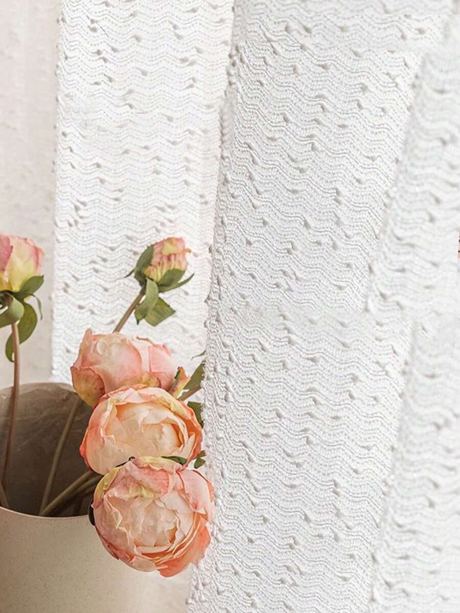 1pc Translucent Spherical Curtain Panel, Nordic Style Sheer Curtain Suitable For Living Room, Bedroom, Study - White - View 1