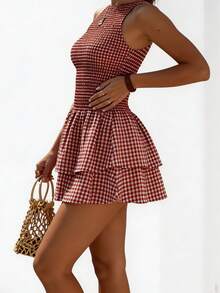 女士时尚休闲连衣裙，优雅编织面料，适合晚宴约会、度假、办公、日常穿着，夏季皆宜 - 彩色 - 查看 3