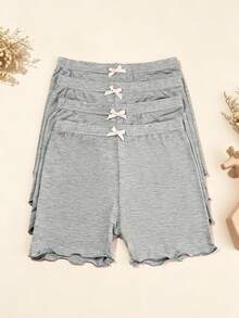 4 chiếc quần short bảo hộ bằng vải modal cho bé gái, quần chống hở hang cho trẻ em có nơ, quần legging cho bé gái - Xám - Xem 7