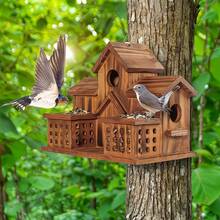 Natural Wood Bird House With Feeder Spoon & Hanging Nest Box Suitable For Hummingbirds, Bluebirds, Sparrows - Compact Outdoor Bird Shelter For,, Balcony - Suitable For Red Sparrows And Hummingbird Feeders - Tree - View 4