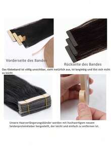 20片装隐形胶带式接发片 - 100%真人发丝，直发浓密款，咖啡深棕色和金色，长度40.64-60.96厘米，每包50克，打造自然女性发型 - SNatural - 查看 7