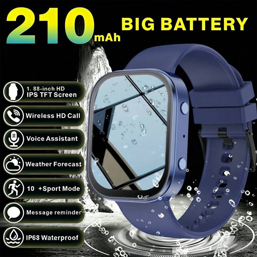 ERUN 2026 Unisex Smart Watch With 1.88-Inch Large Screen, Supports Wireless Calling, Customizable Watch Face, Step Counting And More, IP68 Waterproof, Multiple Sports Modes, Ideal Gift