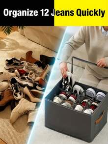 Space-Saving Foldable Shoe Box With Lid With Clear Window Sturdy Dust-Proof Storage Box For Unisex Adults Sleek Foldable Fabric Shoe Storage Box Ideal For Under Bed Shoe Bag Travel Essential Storage Cruise Must Haves Organizer Vacation Essentials College Dorm Room Accesoires Organziers Necessities - Multicolor - View 8