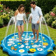 Extra Large Inflatable Sprinkler Mat, Smart Scientist 26 Letters & Animal Pattern, Durable Outdoor Lawn Garden Water Toy Mat, Suitable For Lawn, Beach, Garden, Summer Park, Educational Letter Learning Toy - Multicolor - View 5