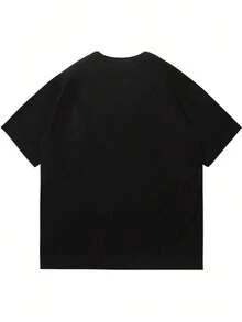 Men's T-Shirt, Classic Graphic Tee, Soft And Comfortable Men's T-Shirts, Script Logo, 180g, 100% Cotton. Suitable As A Gift. Women's T-Shirt. Elegant Blouses. Boho Chic. Soft, Breathable, And Comfortable Women's Top, Ideal For Spring, Summer, And Autumn, Perfect For Vacations, Travel, And Everyday Wear. - 黑色 - 查看 4