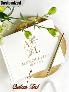 Personalized Wedding Guest Book, Customizable Letter Name, Wedding Keepsake Album, High Quality, Exquisite Customization, Suitable For Boyfriend, Girlfriend, Anniversary, Valentine's Day, Mother's Day, Birthday, Father's Day, Etc. - Multicolor - View 2