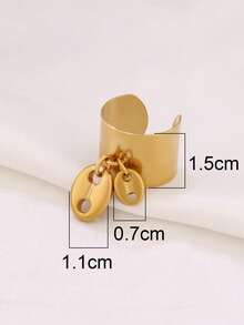 1pc Stainless Steel Coffee Bean Pendant Open Rings For Women Fashion Wide Ring Jewelry Gift - Ring - View 5