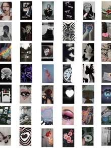 105pcs Y2K Style Cute Retro Posters & Stickers, Suitable For Laptop, Phone, Car, Skateboard, Water Bottle, Scrapbook, Computer Diary, Etc. - Black and Red - View 3