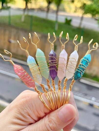 1pc Natural Colorful Stone Holder Ring: Prevent Finger Yellowing