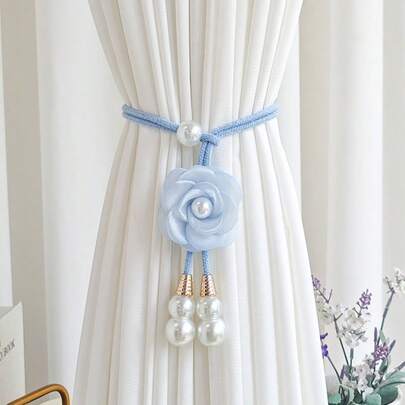 1 chiếc dây buộc rèm cao cấp, dây điều chỉnh được với họa tiết hoa ngọc trai, phụ kiện giữ rèm sang trọng.