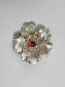 1pc Cross-Border Hot Selling Women's Iris & Zirconia Flower Brooch, Elegant Wearing Effect, Multiple Colors Available - Multicolor - View 8