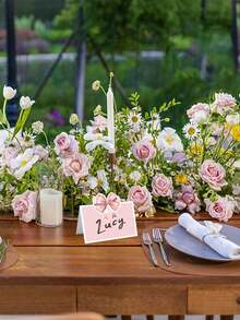 24/12/6/1 Set - Baby-Shower Schleifen Tischkarten, Aquarell Zeltkartenm, bearbeitbare Platzkarten, Party Lebensmittel Etiketten, Baby-Shower Dekorationen, Gender Reveal Willkommen Baby-Shower Falttischkarten (Rosa) - Verschiedenfarbig - Übersicht 5