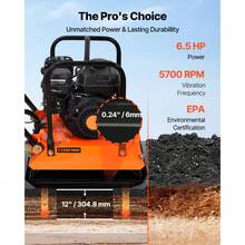 Plate Compactor, 6.5 HP 196CC Gas Engine, 5700 VPM Vibrating Ground Rammer, 4047 Lbs Compaction Force, 21 X 16 In Plate, Walk Behind Compactor For Paver Landscaping, Asphalt, Foundation, Soil - 336sq.in - View 4