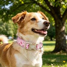 Lionheart Glory Dog Collar Pink Bow Pattern Adjustable Pet Collar For Dogs Male Female Dogs Summer Pet Collars - White - View 7