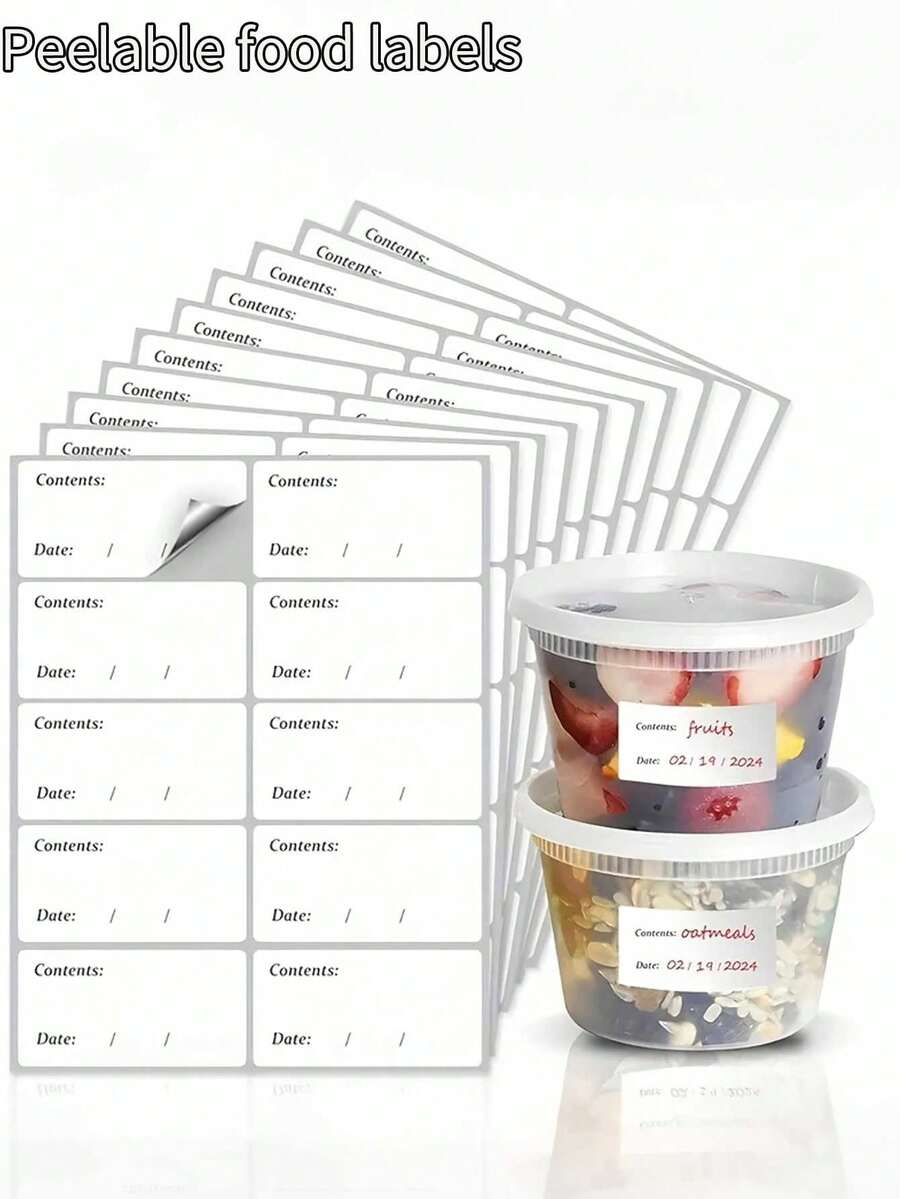 Residue-Free Refrigerator Labels - White Adhesive Labels, Suitable For Kitchen Organization, Food Containers, Jars And Storage, Perfect For Meal Prep And No-Touch Paper, Kitchen Organization | Clearly Visible Labels | Stickers - Multicolor - View 1