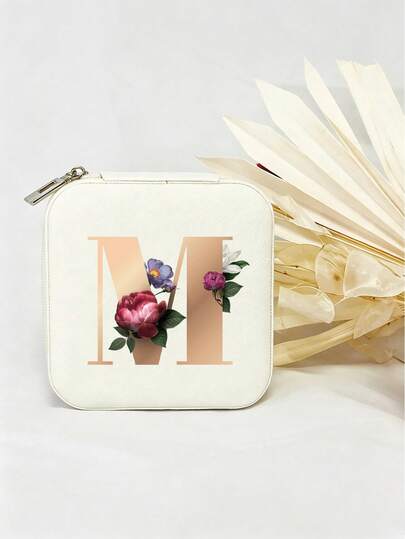 个性化首字母伴娘首饰盒 个性化花卉旅行首饰盒 婚礼新娘派对礼物