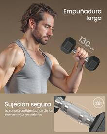SONGMICS 2 Mancuernas Hexagonales, 10/20 kg, para Entrenamiento, Fortalecimiento, Gimnasio, Negro Tinta - Negro - Ver 4