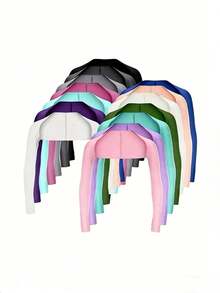 1件装冰丝防紫外线臂套，舒适透气，男女通用 - 彩色 - 查看 9