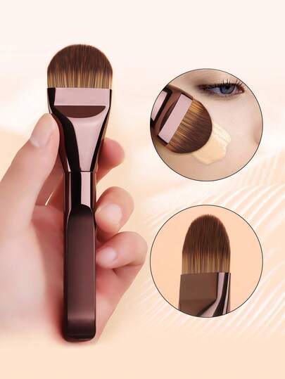 1支舌形粉底刷，无缝上妆粉底刷，高密度柔软不吸粉化妆刷，柔软毛化妆工具