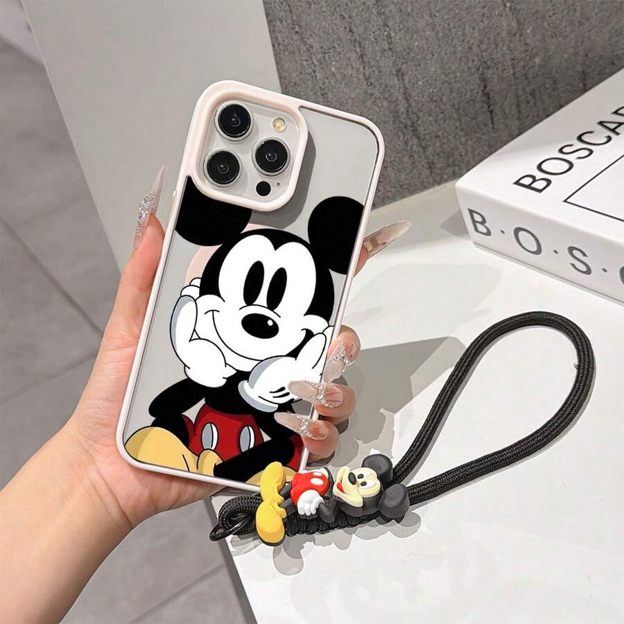 This Disney Mickey Mouse Pattern Lanyard Phone Case Features A Strong Magnetic Closure And Full Coverage Of Acrylic And TPU Material. It's Shockproof, Lightweight, And Suitable For IPhone17/16/11/13/15/15 Plus/15 Pro/15 Pro Max/12/14 Pro Max/11 Pro Max/12 Pro/12 Pro Max/13. It's A Popular Birthday Gift, Business Gift, Durable, Stain-Resistant, And Fingerprint-Resistant New Phone Case For Men And Women. It Also Includes A Mickey Mouse Phone Case And Mickey Mouse Doll Bracelet. Compatible With SamsungGalaxy S20, S21, S22, S23, And S24 Series. It's The Perfect Gift For Friends And Family. This Stylish Phone Case Is Fun, Lightweight, And Durable. IPhone17 Pro Max Phone Case, Minnie Phone Case. - Hồng - Xem 1