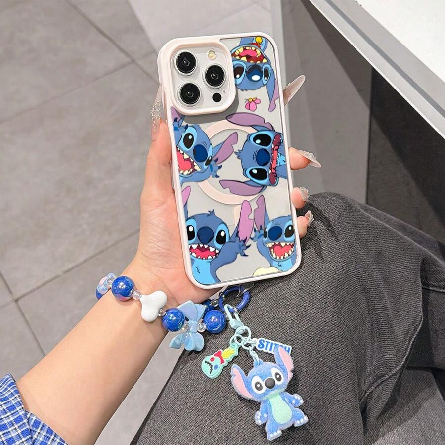 This Disney Stitch Pattern Lanyard Phone Case Features A Super-Strong Magnetic Closure And Full Coverage Of Acrylic And TPU Material. It's Shockproof, Lightweight, And Suitable For IPhone17/16/11/13/15/15 Plus/15 Pro/15 Pro Max/12/14 Pro Max/11 Pro Max/12 Pro/12 Pro Max/13. It's A Popular Birthday Gift, Business Gift, Durable, Stain-Resistant, And Fingerprint-Resistant New Phone Case For Men And Women. It Also Includes A Stitch Phone Case And Stitch Doll Bracelet. Compatible With SamsungGalaxy S20, S21, S22, S23, And S24 Series. It's The Perfect Gift For Friends And Family. This Stylish Phone Case Is Fun, Lightweight, And Durable. IPhone17 Pro Max Phone Case, Angel Phone Case. - 粉色 - 查看 1