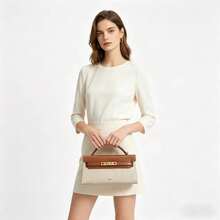 JW Sommer Strand Damen Handtasche Neuankömmling Leinwand atmungsaktive Mesh Tragetasche Premium leichte Handtasche Umhängetasche für Frauen Büro Pendeln/Tägliche Ausflüge/Date Pendeln/Kurzreise Mehrzwecktasche Luxus Textur Umhängetasche Einkaufen Reisen - Beige - Übersicht 3