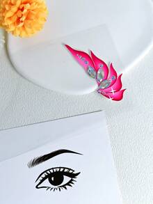 1 Sheet Y2K Wing Stickers With Sparkle Acrylic Face Gem , Face Jewelry Sticker Set, Shiny Eyebrow Face Stickers, Face Gems Decal Stickers, Gift For Girls, Suitable For Party, Music Festival,Daily Use, Face Makeup,Concert Look - Multicolor - View 6