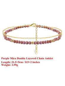 ORSA JEWELS 1 Chiếc vòng chân bạc 925 mạ vàng 14k, dây xích hai lớp màu tím ánh kim, trang sức tự nhiên, phụ kiện đeo chân cho nữ, quà tặng đám cưới, tiệc tùng, sinh nhật và Giáng sinh. Ít gây dị ứng và không phai màu. - SA88 - Xem 8