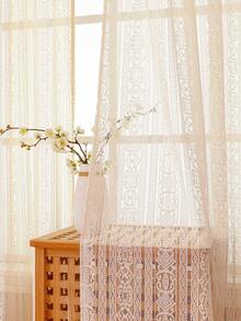 2pcs Beige New Bohemian Curtains, Decorative Beige Striped Rod Pocket Curtains, Suitable For Home, Kitchen, Living Room And Bedroom - Beige - View 5