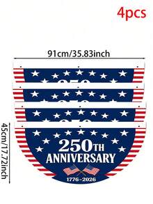 1件装美国独立250周年纪念半月形旗帜（1776-2026），涤纶面料，爱国主题门廊装饰，印有美国国旗、星条旗和250周年纪念字样，不易褪色，适用于7月4日、独立日、7月4日、1776-2026周年纪念、阵亡将士纪念日、退伍军人节、春夏爱国主题家居花园派对装饰。 - 08 - 查看 12