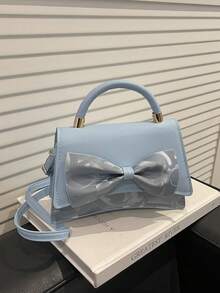 New Minimalist Handbag, Fashionable Bow Design, Niche Chic, Versatile Shoulder/Crossbody Bag - Blue - View 12