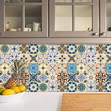 1 Pack (16pcs) Self-Adhesive Kitchen Stickers, Vintage Floral Pattern Flat Wall Decals, Scratch-Resistant, Oil-Proof, Easy To Clean Decorative Stickers, Suitable For Home, Kitchen, Room, Wall Decor - 16pcs - View 5