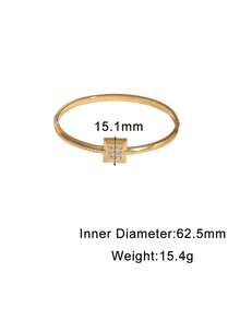 1pc Women's Fashion Square Rhinestone Clasp Bracelet, Geometric Pattern, Valentine's Day Gift, Daily Accessory, Jewelry - SZ221 - View 6