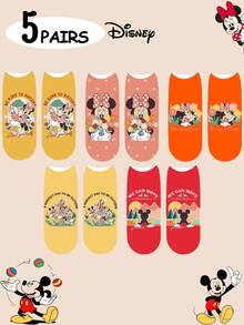 Bộ 5 đôi tất Disney dành cho nữ/đôi, thiết kế cá nhân hóa, đầy thú vị, màu sắc tươi tắn, họa tiết hoạt hình sáng tạo, thích hợp làm quà tặng lễ hội, thoải mái và thoáng khí, tăng thêm không khí gia đình, thời trang, phù hợp cho cả nam và nữ, tất hoạt hình vui nhộn, Mickey, Minnie, Donald, Daisy, Goofy, Pluto - Nhiều màu - Xem 11