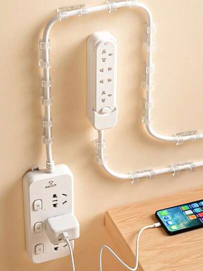 20pcs Self-Adhesive Cable Clips, Cable Organizers, Transparent Wire Fasteners For Power Cord Management, Suitable For Wall And Desk Cable Management, Applicable For Computer, TV, Office And More