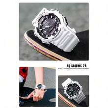 Đồng hồ Casio AQ-S810 năng lượng mặt trời, máy quartz, chống nước 100M, có đèn LED, dây đeo cao su dành cho nam. - Một cỡ - Xem 8