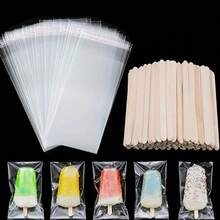 200pcs/100pcs/50pcs Kantong Plastik Transparan, Cocok untuk Menyimpan Es Krim, Es Loli, Es Batang Musim Panas, Pesta Kelulusan, Pesta Ulang Tahun, Pernikahan, Acara Menyambut Bayi, Hari Ibu, Hari Ayah, Warna Acak - acak - View 1