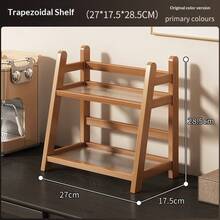 双层竹制桌面收纳架，黑色和原木色，简约风格，配亚克力面板，适用于厨房、浴室、家庭办公室，尺寸：27.17 x 28.5 厘米 - 查看 9