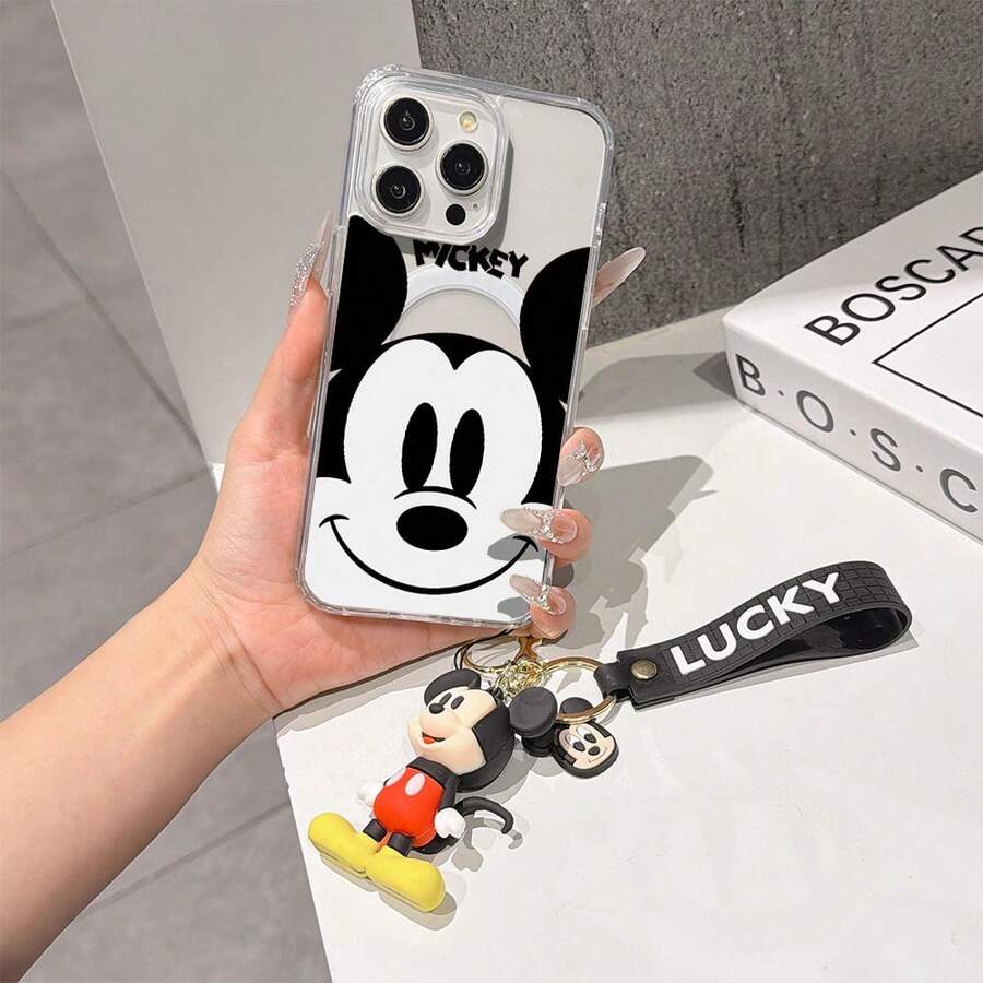 This Disney Mickey Mouse Pattern Lanyard Phone Case Features A Strong Magnetic Closure And Full Coverage Of Acrylic And TPU Material. It's Shockproof, Lightweight, And Suitable For IPhone17/16/11/13/15/15 Plus/15 Pro/15 Pro Max/12/14 Pro Max/11 Pro Max/12 Pro/12 Pro Max/13. It's A Popular Birthday Gift, Business Gift, Durable, Stain-Resistant, And Fingerprint-Resistant New Phone Case For Men And Women. It Also Includes A Mickey Mouse Phone Case And Mickey Mouse Doll Bracelet. Compatible With SamsungGalaxy S20, S21, S22, S23, And S24 Series. It's The Perfect Gift For Friends And Family. This Stylish Phone Case Is Fun, Lightweight, And Durable. IPhone17 Pro Max Phone Case, Minnie Phone Case. - 無色 - 查看 1