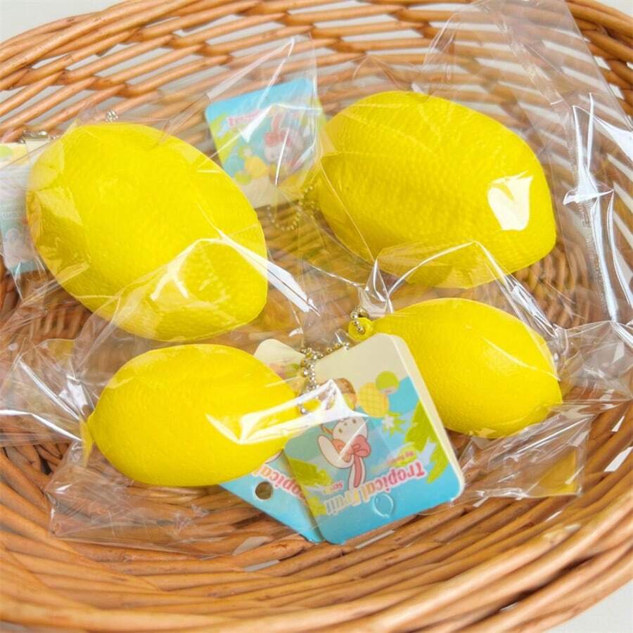 1pc Handmade Squishy Lemon, Summer Squeeze Toy, Stress Relief Toy, Birthday Gift, Back To School Gift, Easter Gift, Christmas Gift - Multicolor - View 1
