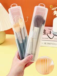 3pcs Transparent Visible Large Capacity Makeup Brush Storage Box, Multi-Compartment Portable Dust-Proof Anti-Scratch Brush Organizer, Suitable For Home, Travel, Vanity, Easy To Take And Store, Ideal For Makeup Tool Storage. Transparent Hard Shell Material, Multi-Slot Design Fits Various Makeup Scenarios. - View 7
