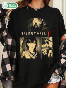 Silent Hill F Horror Game 100% Cotton Unisex Short Sleeve Graphic Tee Halloween Cosplay Top - Black - View 1