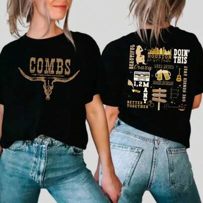Luke Combs Merch T-Shirt Merch Men Short Sleeve Women Funny Tee Unisex Harajuku Tops 1