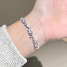 Bridal Fashion Bracelets & Arm Chains - White and Purple Diamond Bracelet - View 4