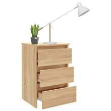 vidaXL 2x Nightstand With 3 Drawers, Bedside Table, Night Console, Night Chest, Bedroom Cabinet, Chest Of Drawers, Light Oak, Khaki, 40x35x62.5cm, Engineered Wood - Light Oak Khaki - View 8