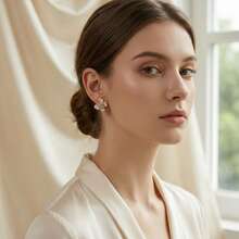 韩式蝴蝶耳环，优雅小众时尚耳环，简约百搭通勤耳环 - 粉色 - 查看 3