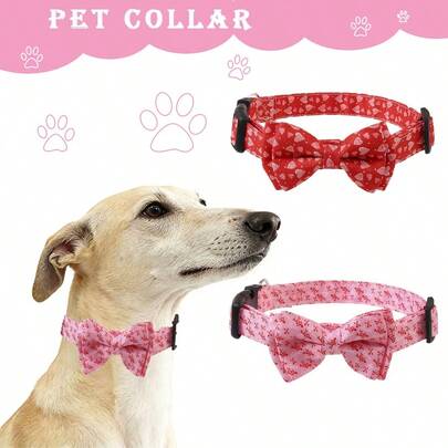 Vòng cổ cho thú cưng hình trái tim thắt nơ có thể tháo rời, thích hợp cho đám cưới/tiệc tùng, dành cho thú cưng nhỏ, vừa và lớn, vòng cổ cho thú cưng ngày Valentine.