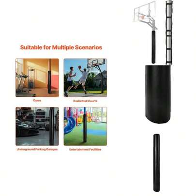Basketball Pole Pad, 71 Inch Tall And 1.2 Inch Thick Heavy Duty Wrap Around Pole Padding, Fits 2-6.3 Round 4.5x4.5 Inch Square Pole, All-Weather Waterproof Protective Pad Basement Garage