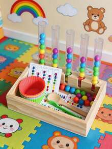 1pc Toddler Counting Color Sorting Stacking Toy, Clip Sorting Set, Montessori Preschool Learning Activity, STEM Math Manipulative Toy, Educational Toy To Develop Children's Hands-On Ability - Multicolor - View 12
