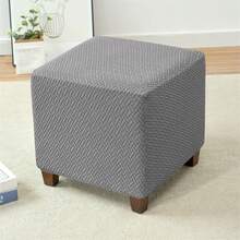 1 pieza Funda elástica de jacquard cuadrada para puf, protector de muebles resistente a la suciedad y duradera de envoltura completa - Multicolor - Ver 11